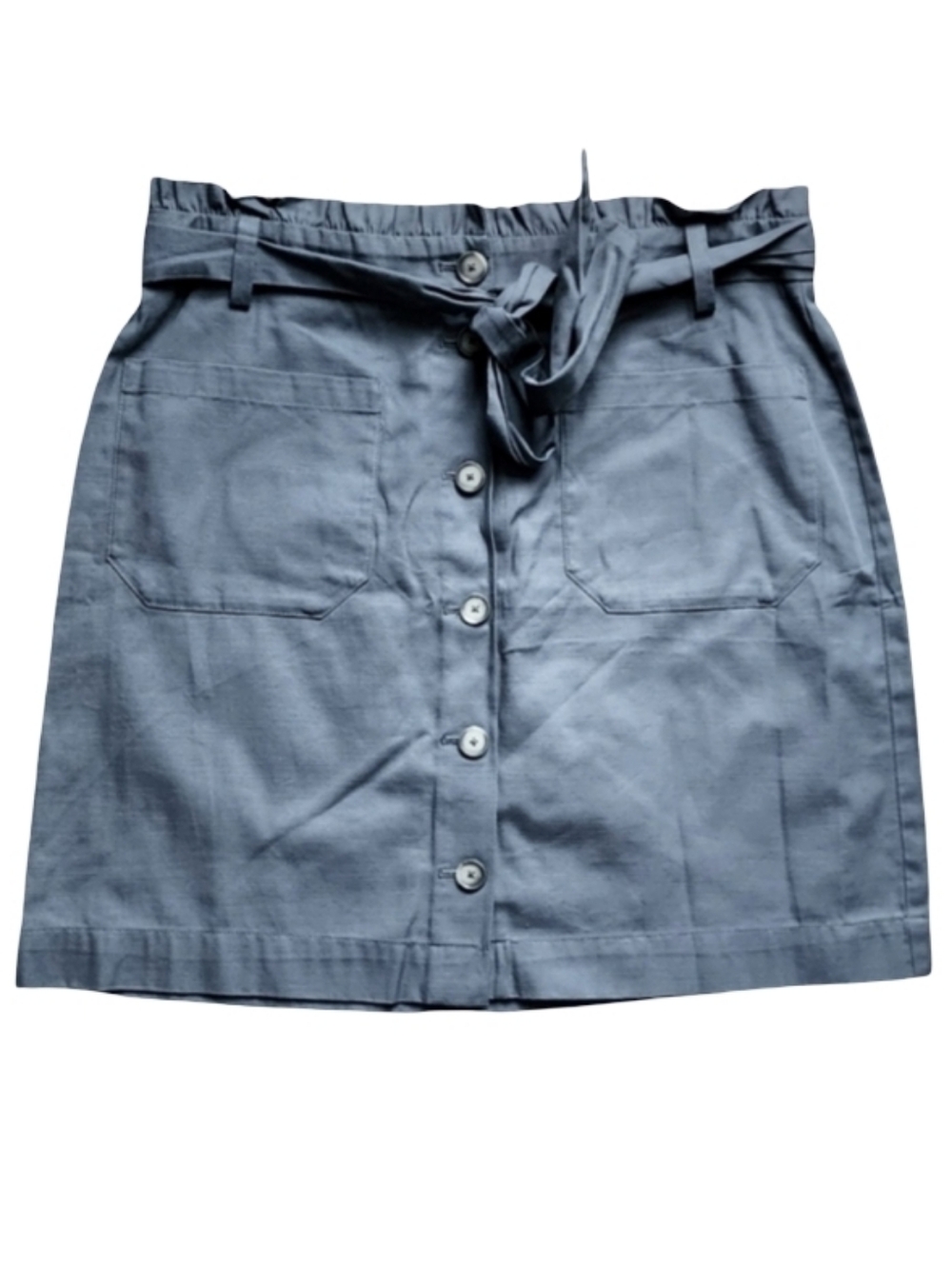 LOFT Outlet Paperbag Dark Gray Button-up Mini Skirt Women's 12P